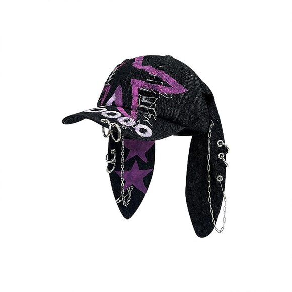 Bunny Ear Baseball Cap Punk Y2K Hiphop Hat Adjustable Metal Buckle main image 4